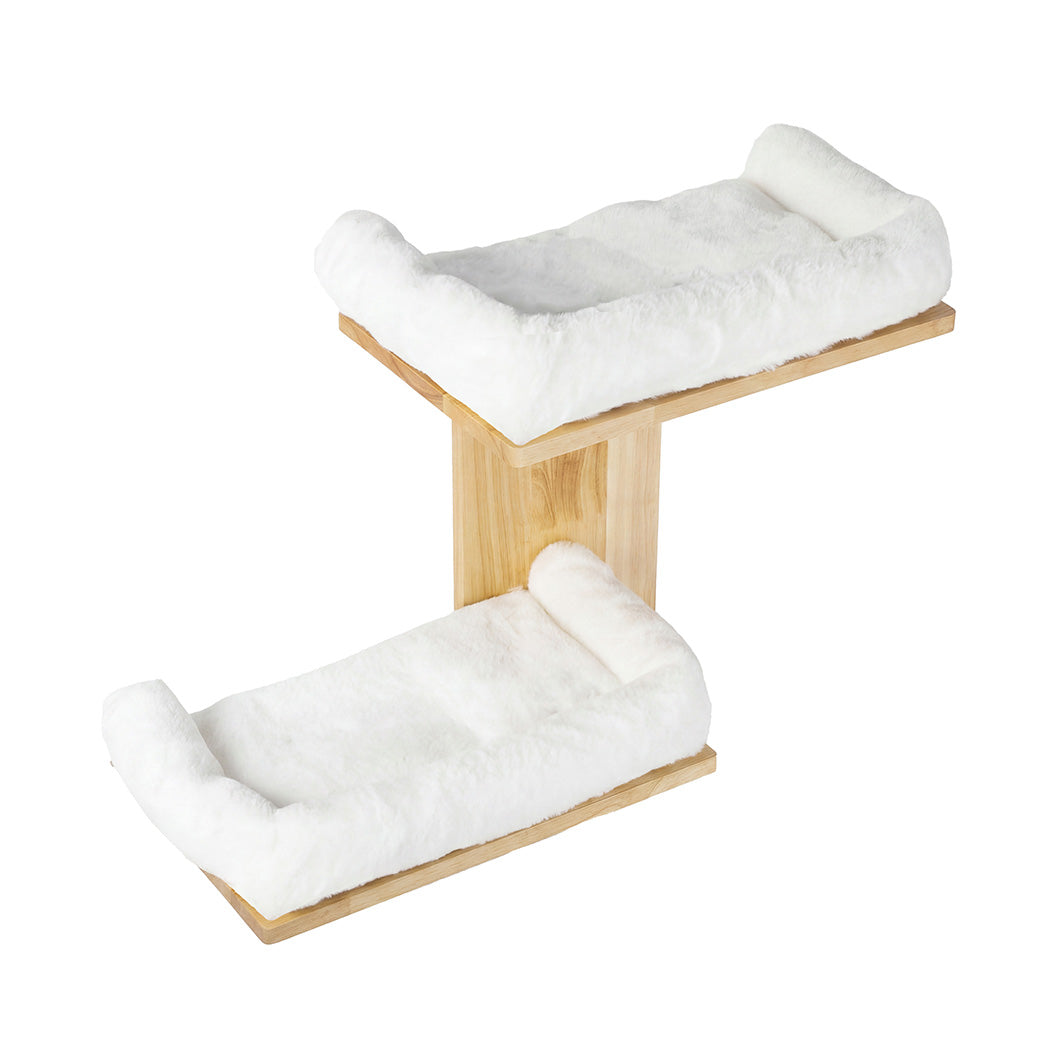 Pawz Cat Wall Shelves 2 Steps Wide Perch Soft Beds for Large Cats Climbing White