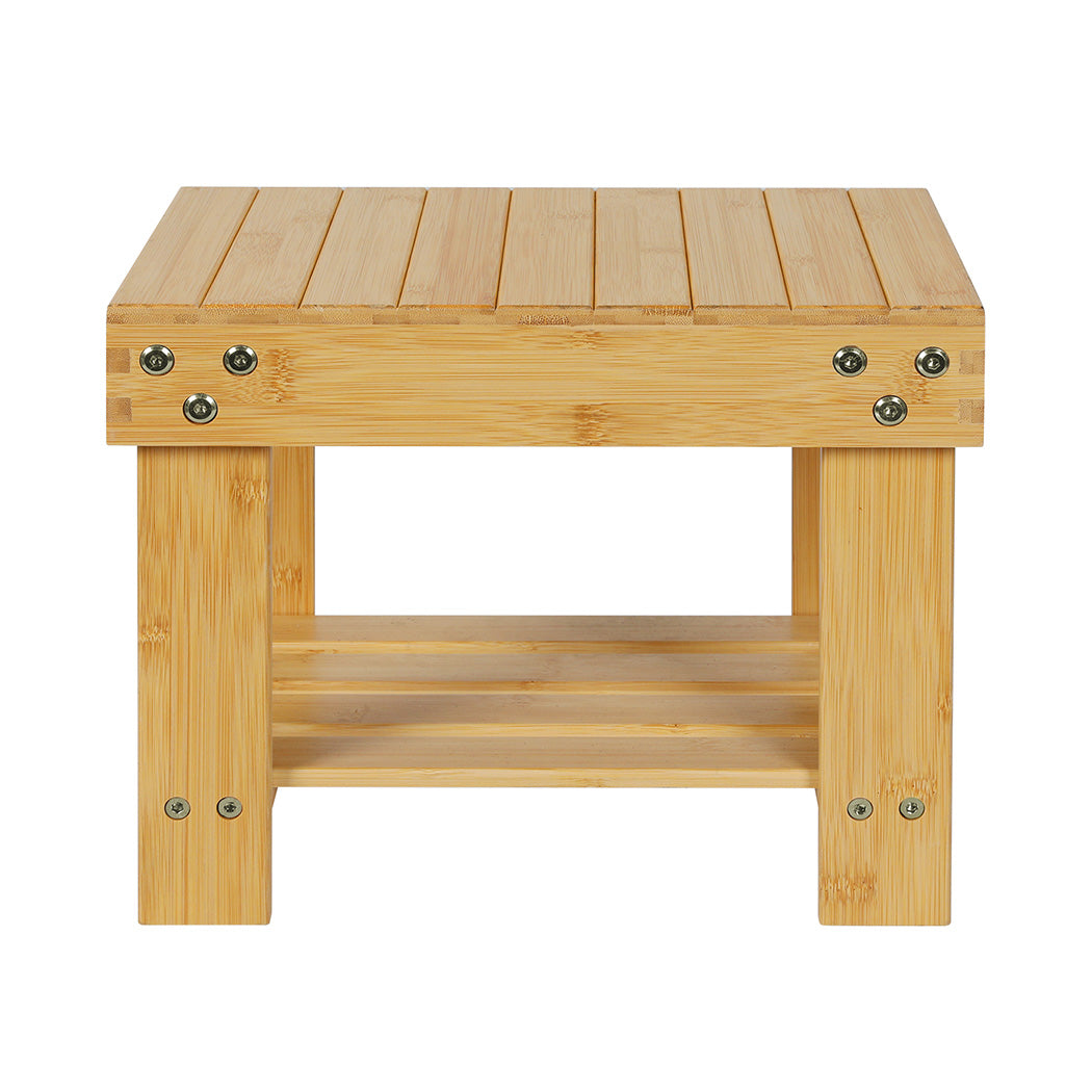 Levede Bamboo Step Stool Small Bedside Stool Non-Slip Footrest Storage Chair