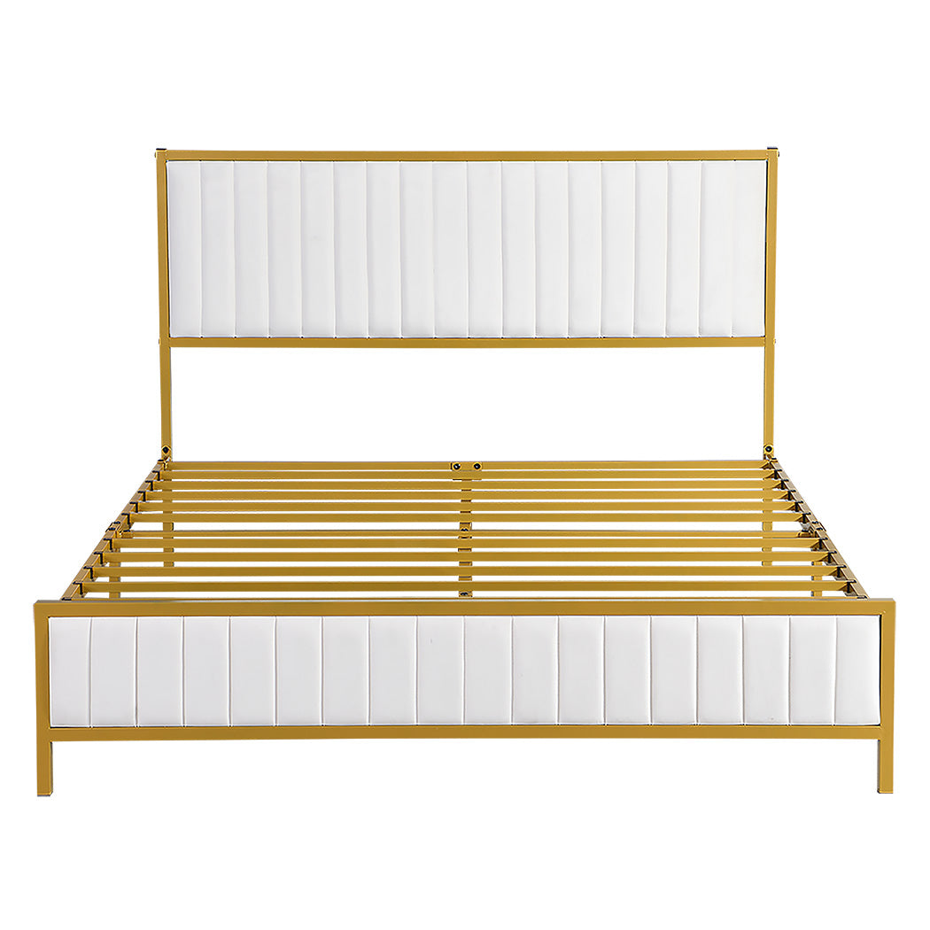 Levede Metal Bed Frame Under Bed Storage Queen Beige