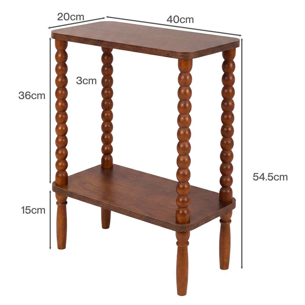 Levede Side Table Slim Storage Shelf for Bedside End Table Hallway Brown