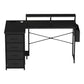 Levede L Shaped Gaming Desk with Storage Drawers Black