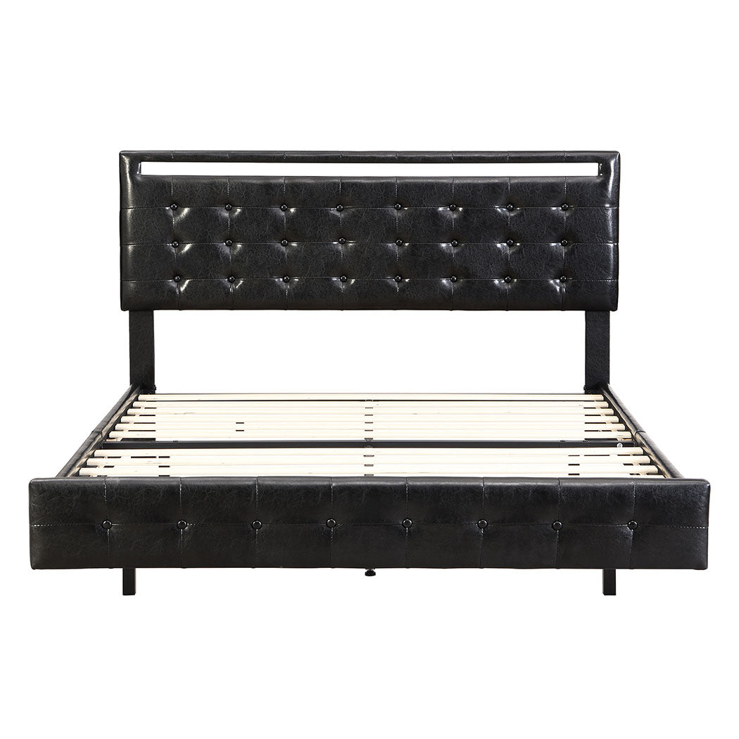 Levede Floating Bed Frame Double with Headboard LED Lights Mattress Base