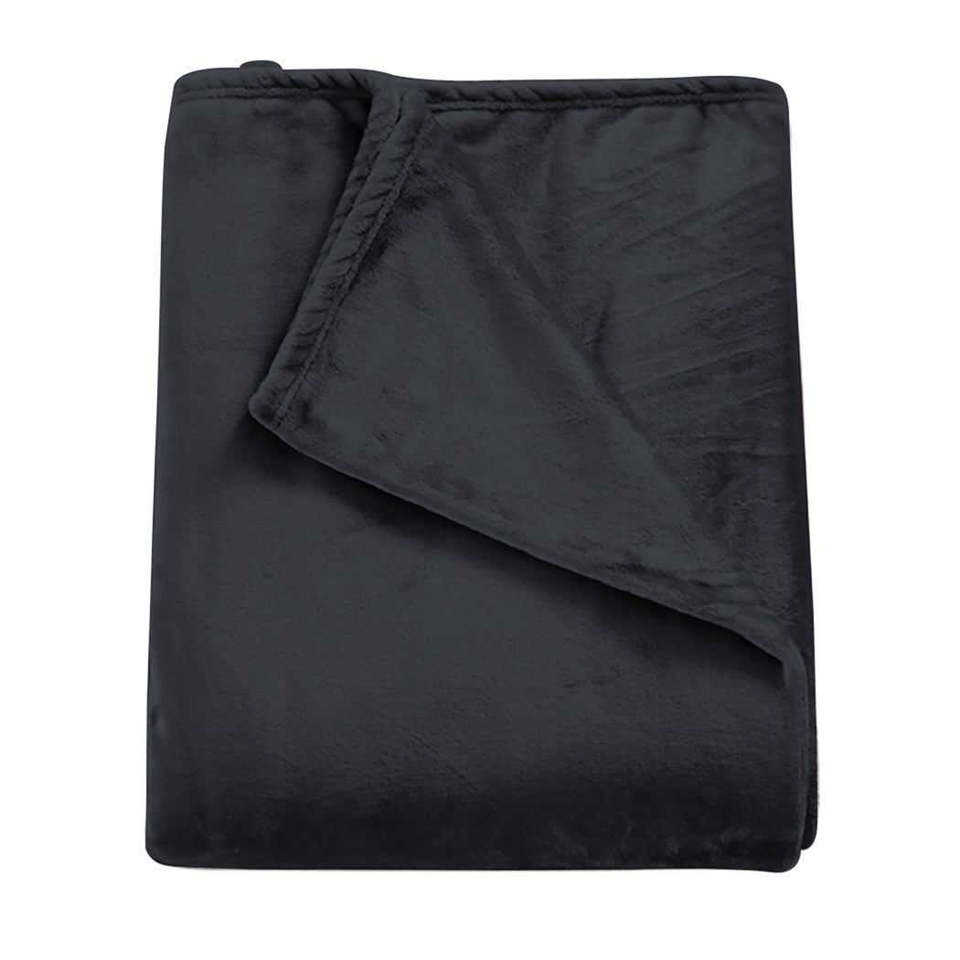 DreamZ 320GSM 220x240cm Ultra Soft Mink Dark Grey Queen