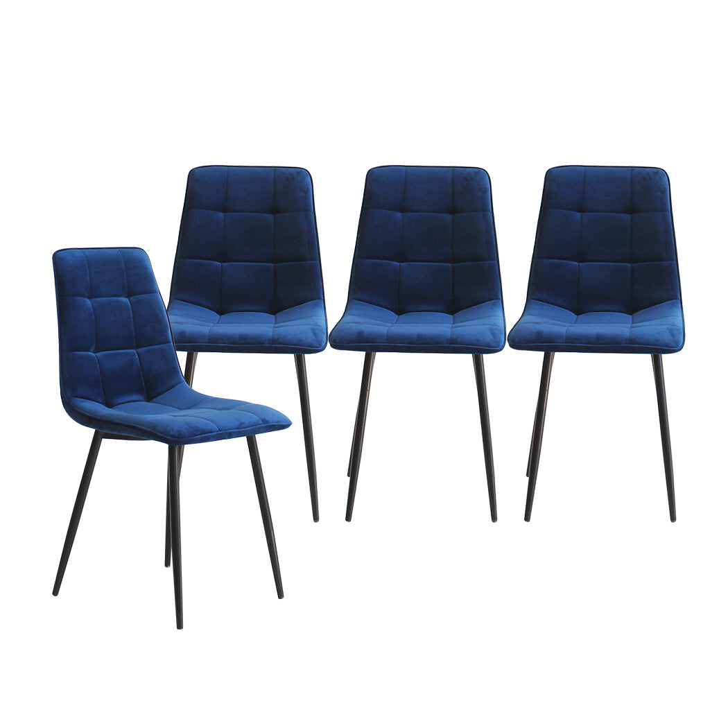 Levede 4x Dining Chairs Kitchen Velvet Blue