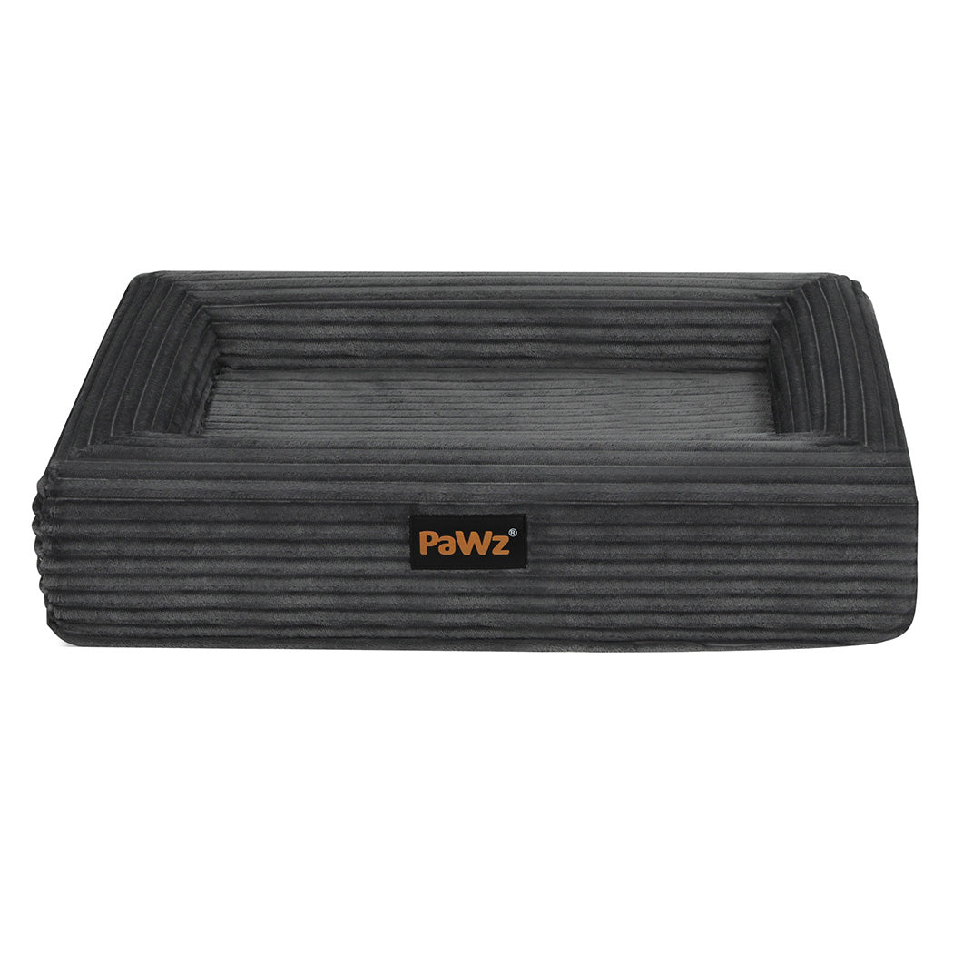 Pawz XL Size Orthopedic Dog Bed with Corduroy Removable Cover Waterproof Washable Grey