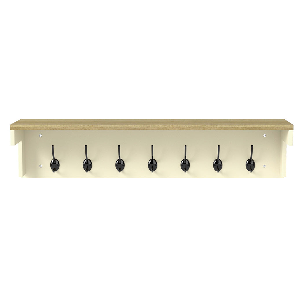 Levede Coat Rack Wall Mounted Shelf 7 Double Hooks Storage Entryway Hallway