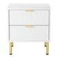Levede Bedside Table with 2 Drawers White Metal Legs