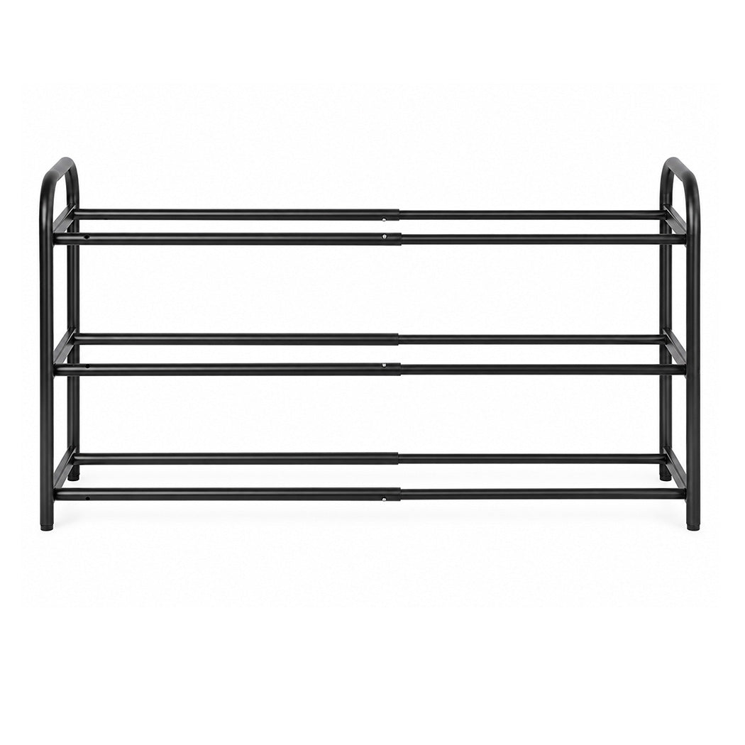Levede Shoe Rack Expandable Metal Stand Storage Shelf 3 Tier Entryway Black