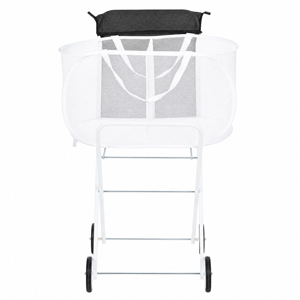 Levede Laundry Trolley with Wheels 75L 25kg Basket Foldable Cart Home White