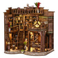 Bo Peep Book Nook Kit DIY Vintage Library with Warm LED 3D Wooden Puzzle Walnut