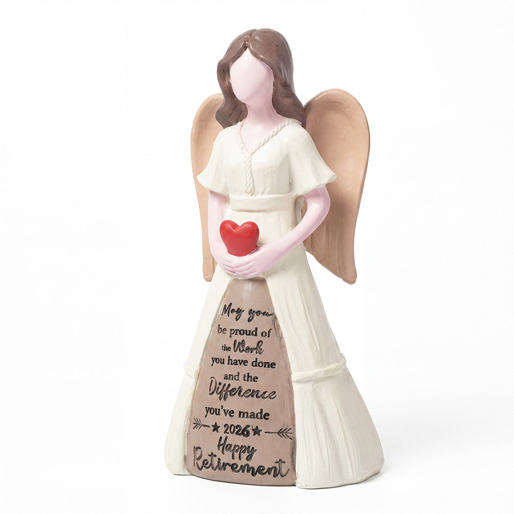 Levede Resin Angel Heart Figurines Tribute Retirement Gift for Elder White