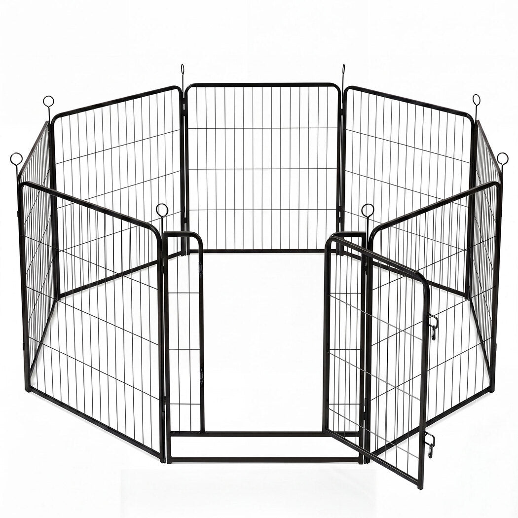 Pawz Dog Playpen 8-Panel Folding Dog Pen Steel Black