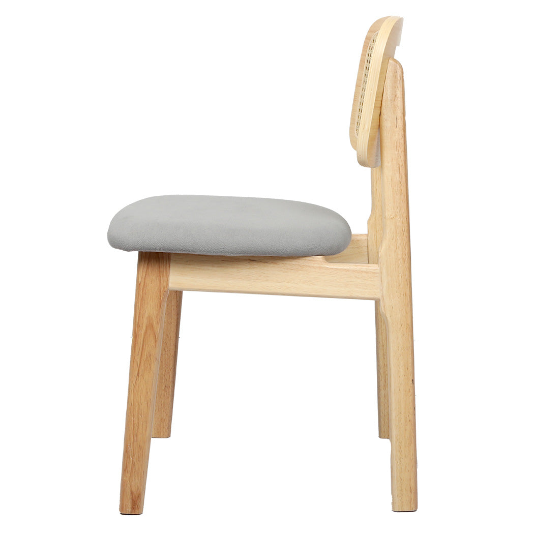 Levede Dining Chair Wood Rattan Armless Natural x4