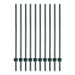 Metal Fence Posts 5Ft 10Pc Set U Shape Powder Coated for Garden Boundary Green