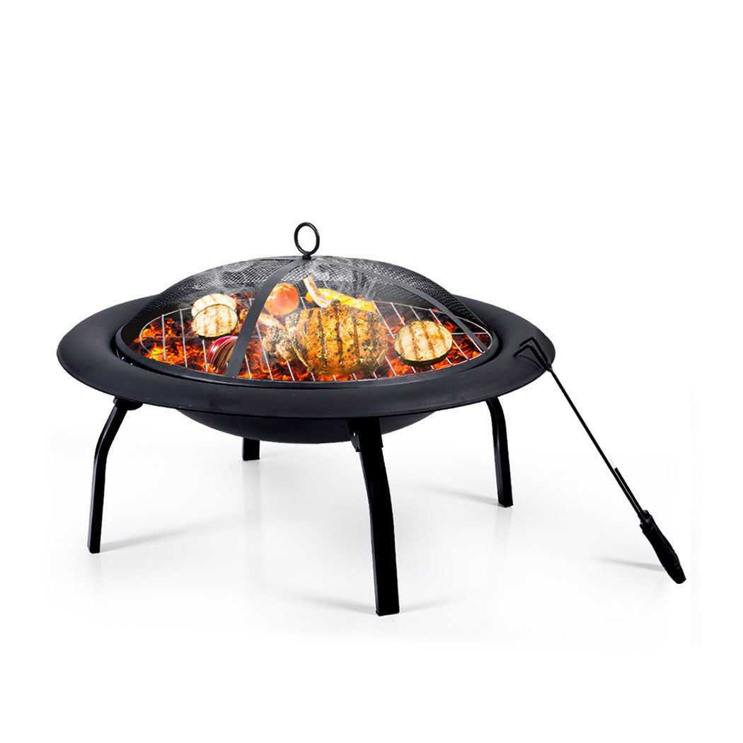 30" Portable Outdoor Fire Pit BBQ Grill Large