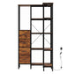 Levede Corner Bookshelf with 4 Fabric Drawers & LED Light 5 Tier Bedroom Rustic