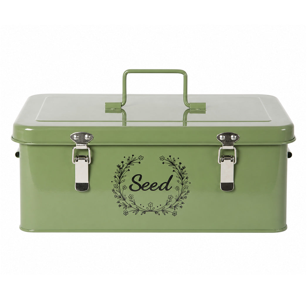 Toque Seed Storage Box 4-Compartment Organiser Metal Seed Box Deep Green