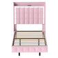Levede Single Floating Bed Frame LED Headboard USB Pink