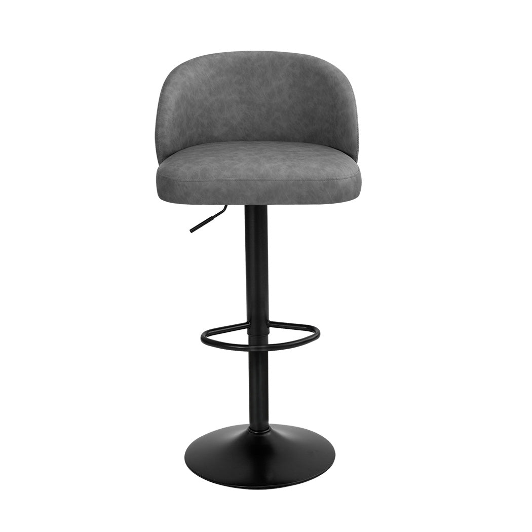 Levede 4x Bar Stool Swivel Gas Lift PU Leather Grey