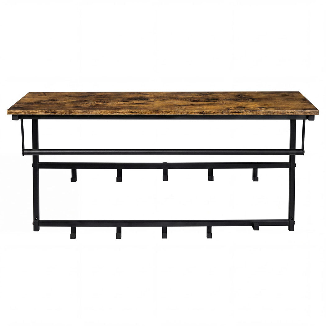 Levede Floating Shelves 10kg Wall Shelf Hooks Coat Rack Metal Wood Black