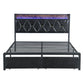 Levede Double Metal Bed Frame LED Lights 2 Drawers