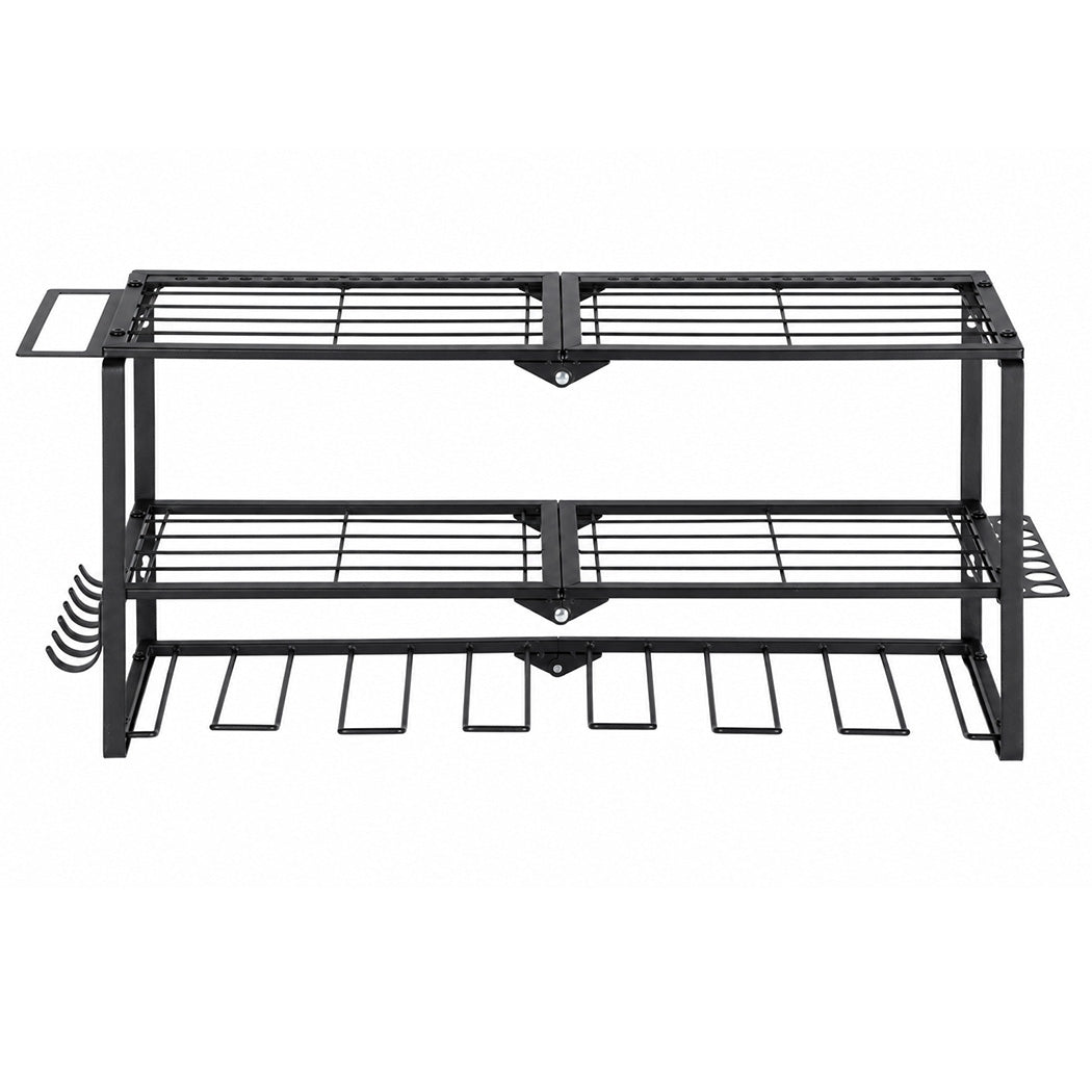 Levede Garage Storage Organiser 3 Tier Wall Mounted Power Tool Rack Metal Black