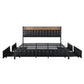 Levede King Bed Frame PU Mattress Base Storage Drawer Headboard USB Charge