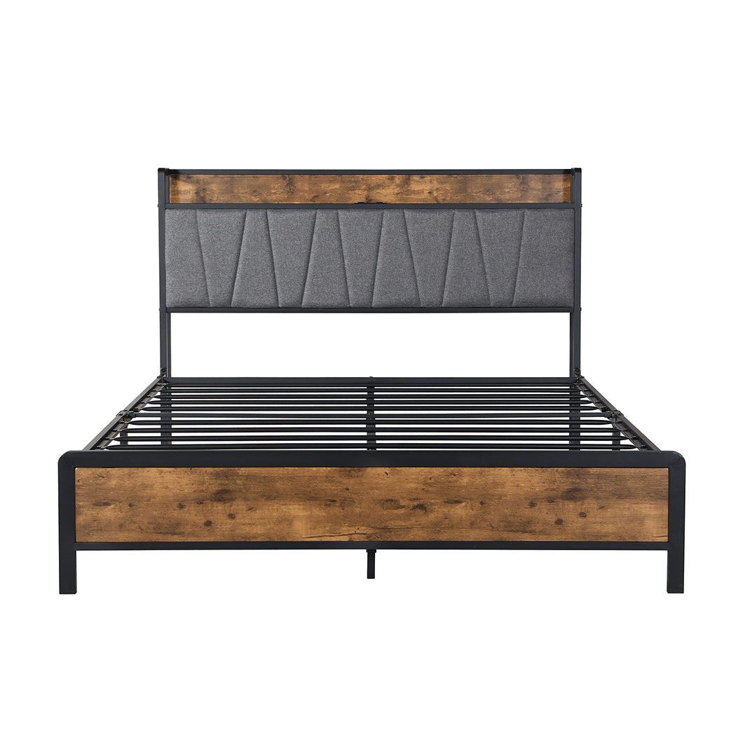 Levede Queen Bed Frame Tufted Headboard USB Charge