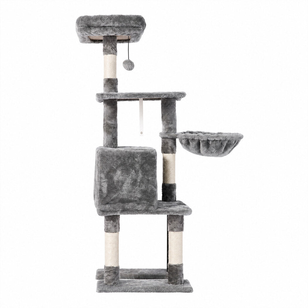 Pawz Cat Tree Cat Tower Multi-Level Cat Bed with Condo 125cm Plush Gray