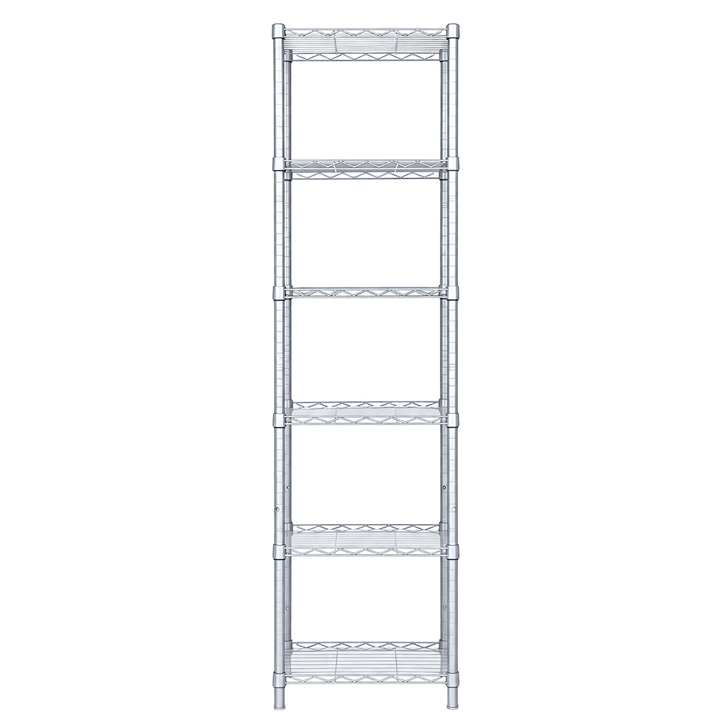 Levede Shelving Unit Adjustable Rack 6 Tier 161cm Carbon Steel Laundry Silver
