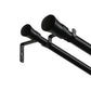 Marlow Black Double Curtain Rod Steel Pole Pommel Set Extendable Adjustable