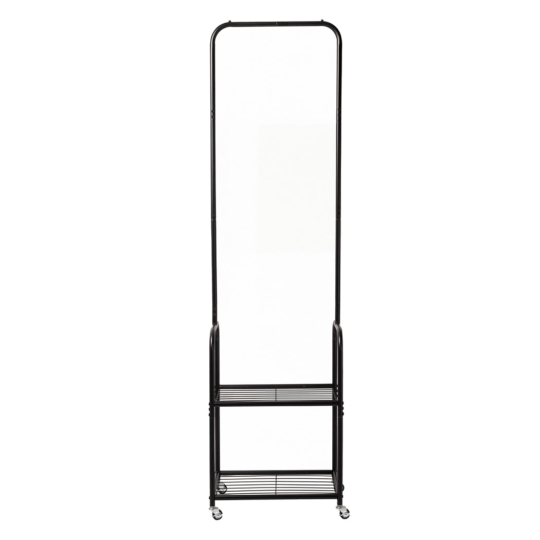 Levede Clothes Rack Heavy Duty Garment Rack 2 Shelf Locking Wheels Bedroom Black