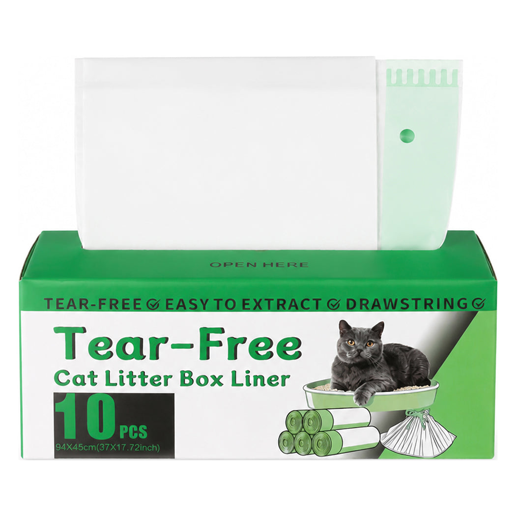 Pawz Cat Litter Bags 30 Pcs 94 x 45cm Drawstring 10kg HDPE White Green