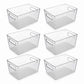 Toque Clear Plastic Storage Bins 6PCS Pantry Fridge Organizer Boxes Handles