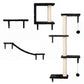 PaWz Cat Wall Shelves set 4 In 1 Modular with Sisal Scratcher for Indoor Black