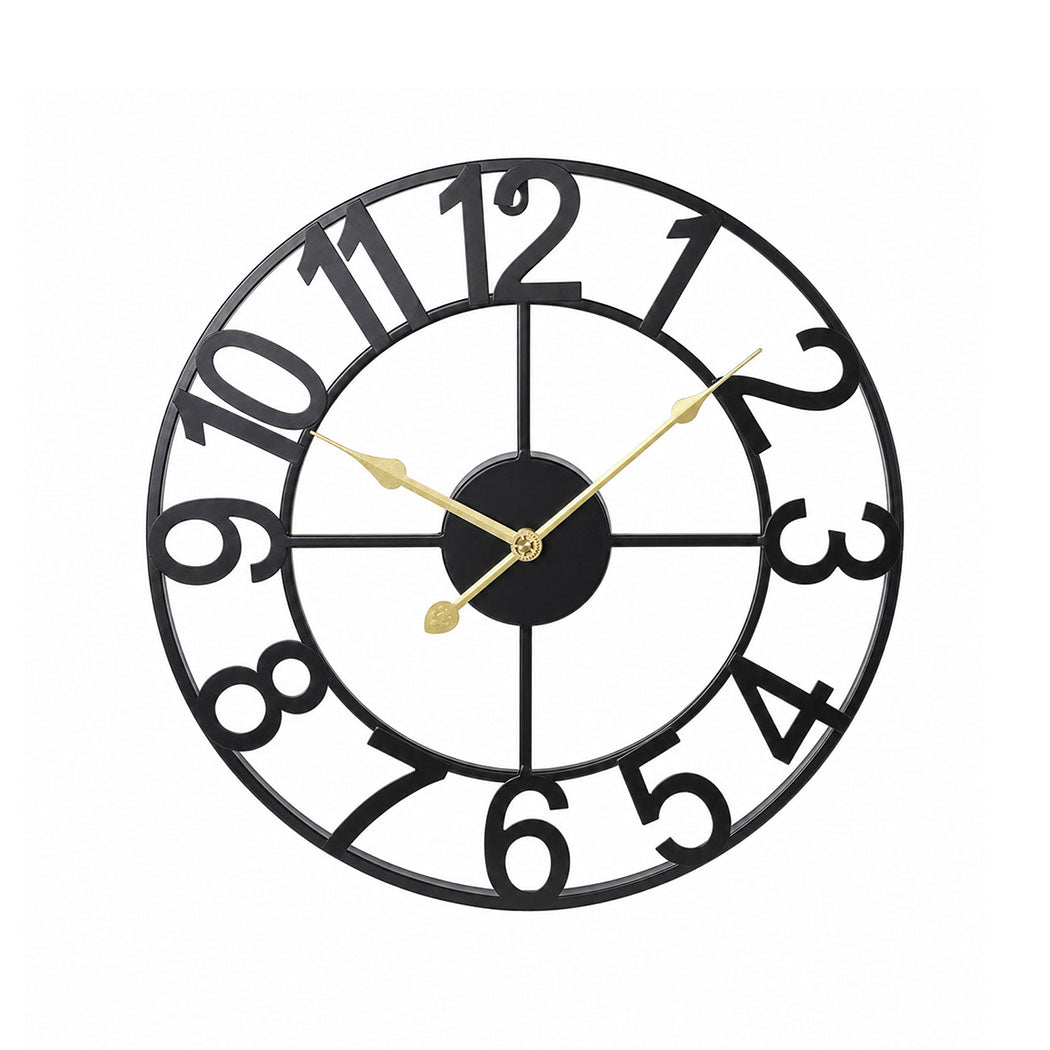 Yezi Wall Clock Silent Quartz 40cm Easy Read Dial for Bedroom Decor Black