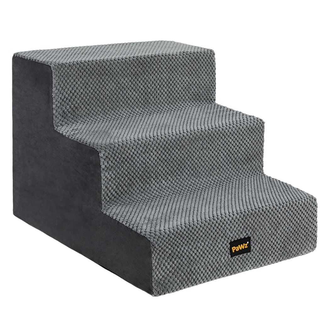 Pawz 3 Steps Pet Stairs Dog Ramp High Density Foam Grey