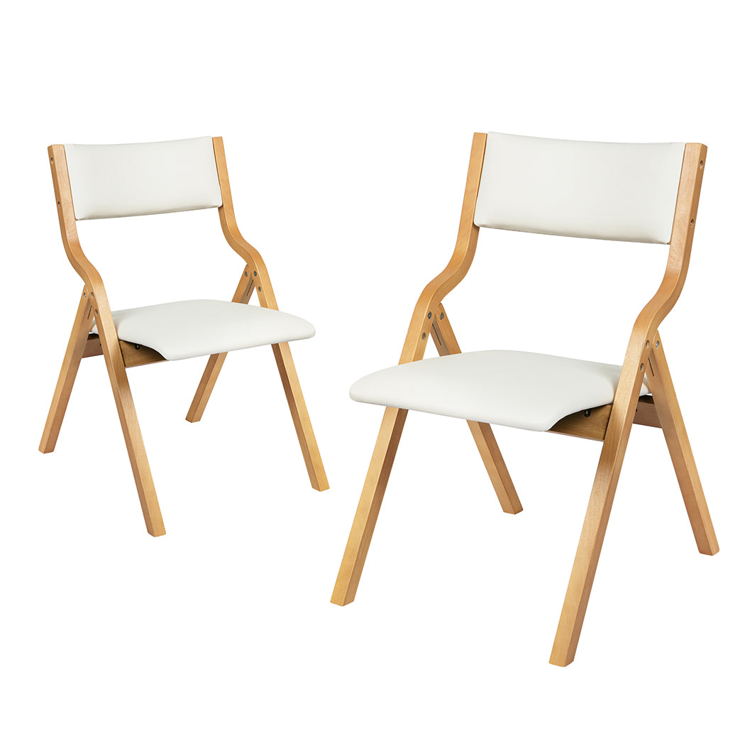 Levede 2x Dining Chairs Foldable PU Beige