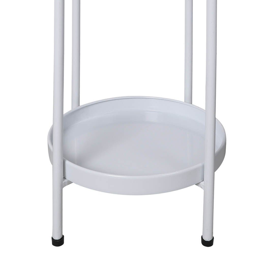 Levede 2 Tiers Plant Stand Metal Flower White Medium