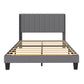 Levede Metal Wooden Bed Frame Double Panel Plush Upholstered Soft Headboard Grey