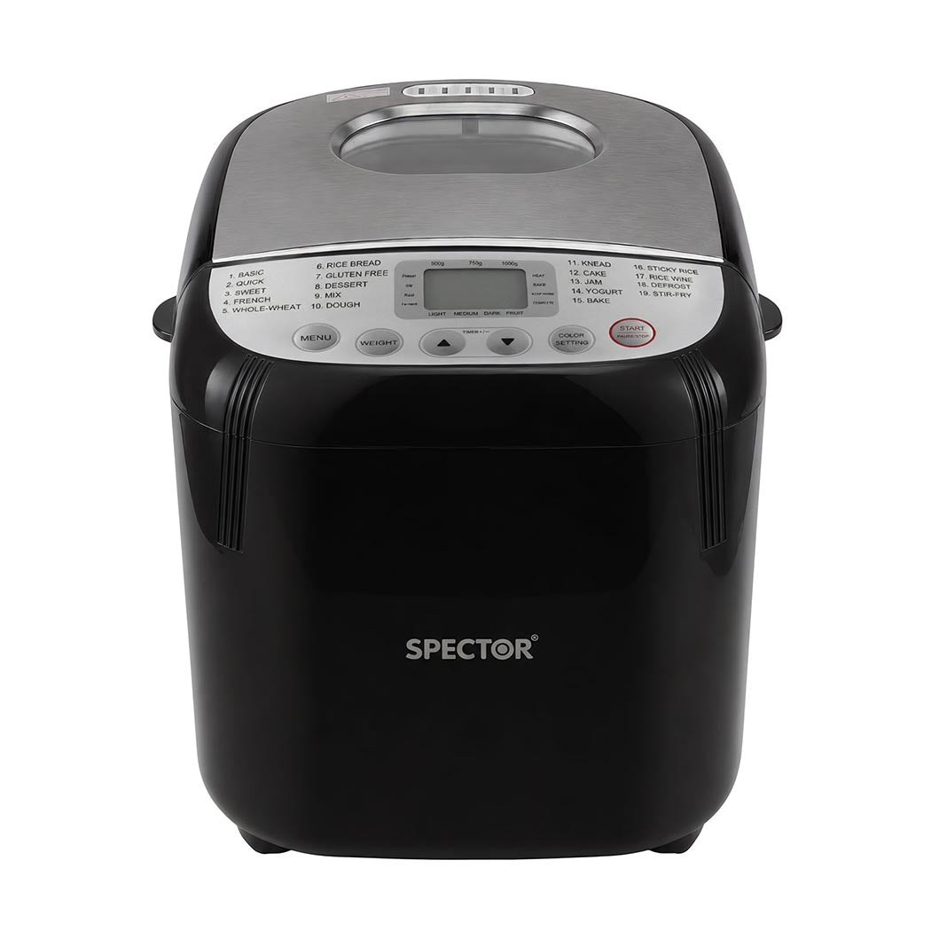 Spector 19-In-1 Automatic Bread Machine With Non Stick Pan For Home Baking Black