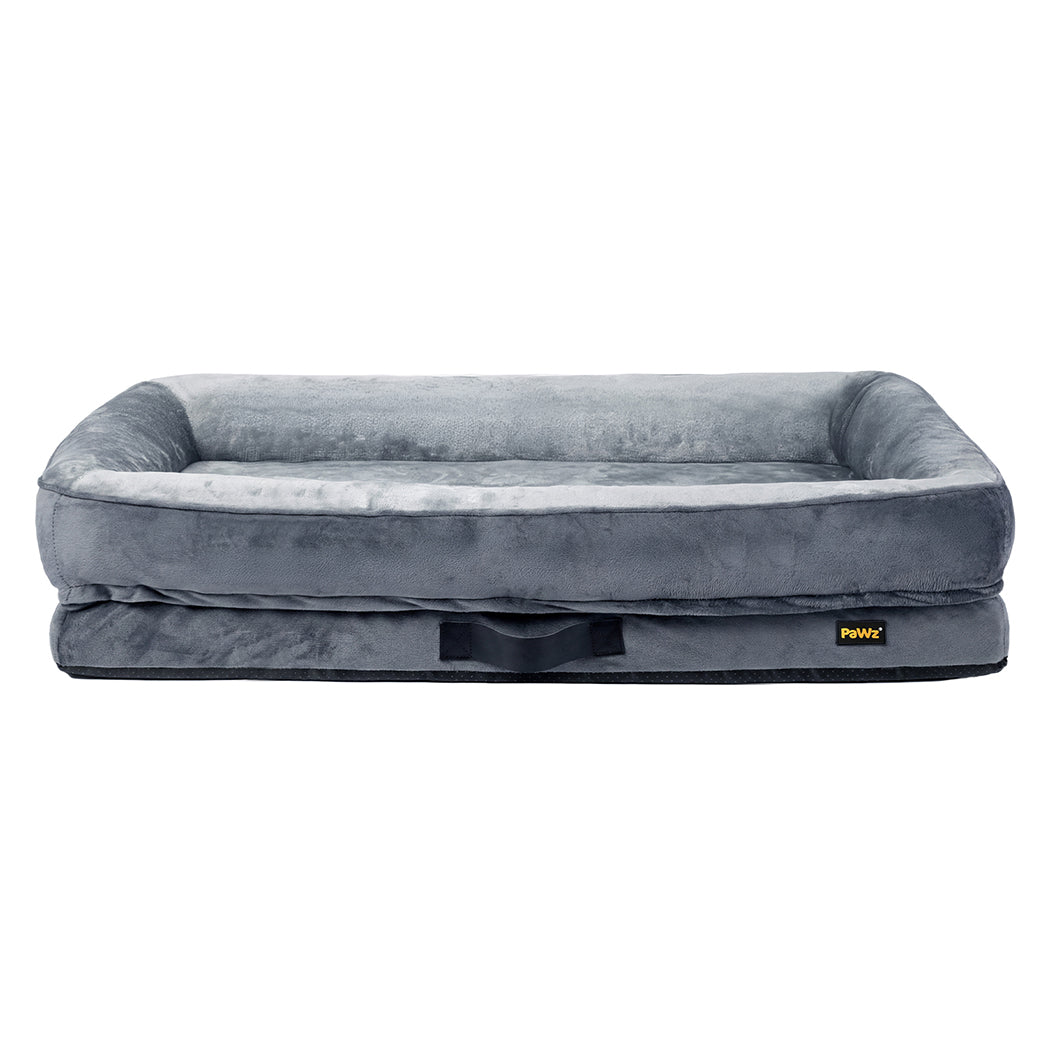 PaWz Extra Extra Large Dog Bed Orthopedic Dog Bed Bolstered Support Velvet Grey