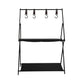 Levede Foldable Camping Storage Shelves 2 Layer with Hooks Black