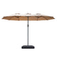 Centra 4.5M Double-sided Patio Umbrella Outdoor Umbrella Base Stand Khaki