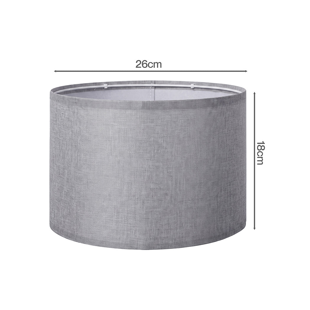 Emitto Lamp Shade 4pc Linen Drum E26 E27 with E14 Rings for Home Decor Grey