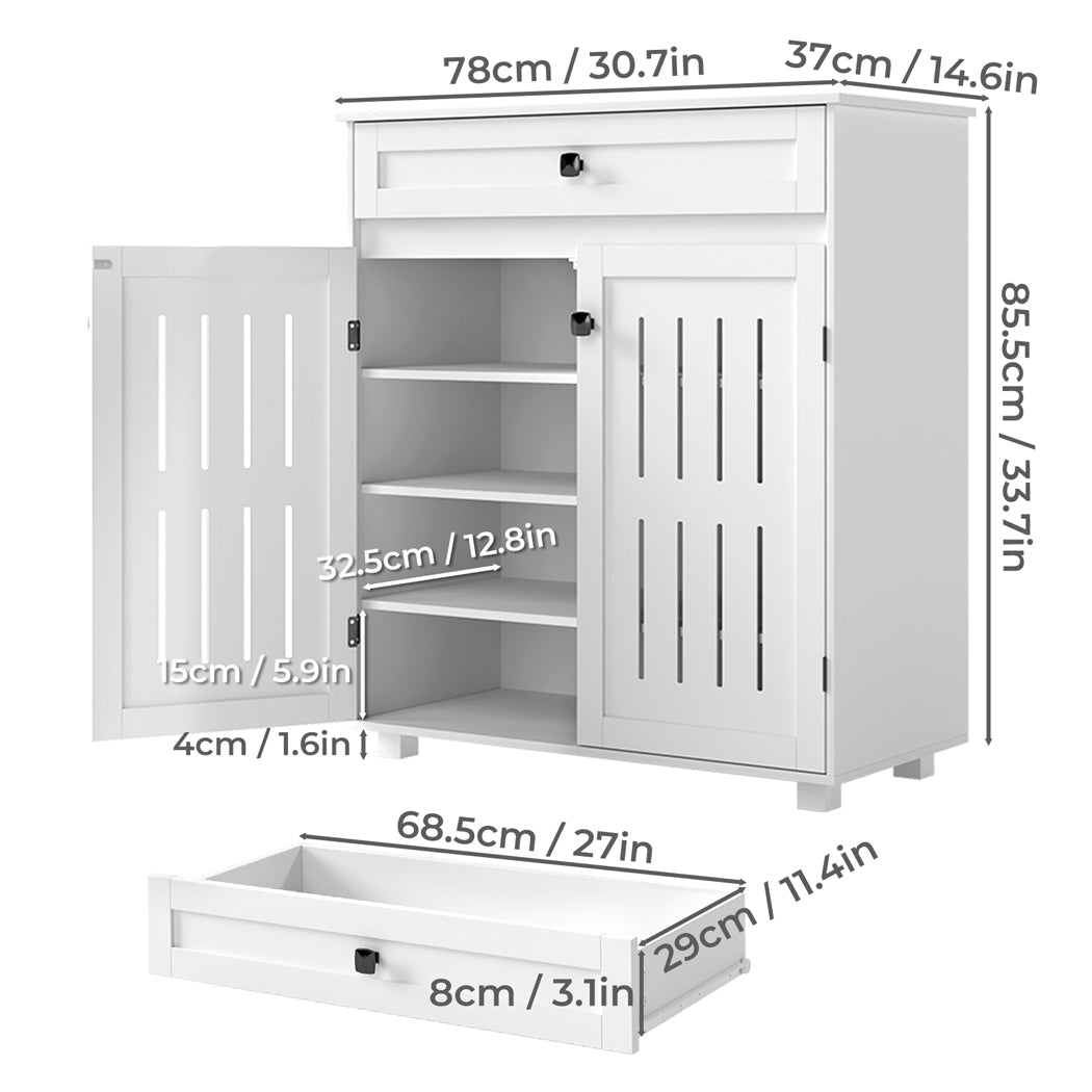 Levede Shoe Cabinet Door Storage Rack Cupboard White