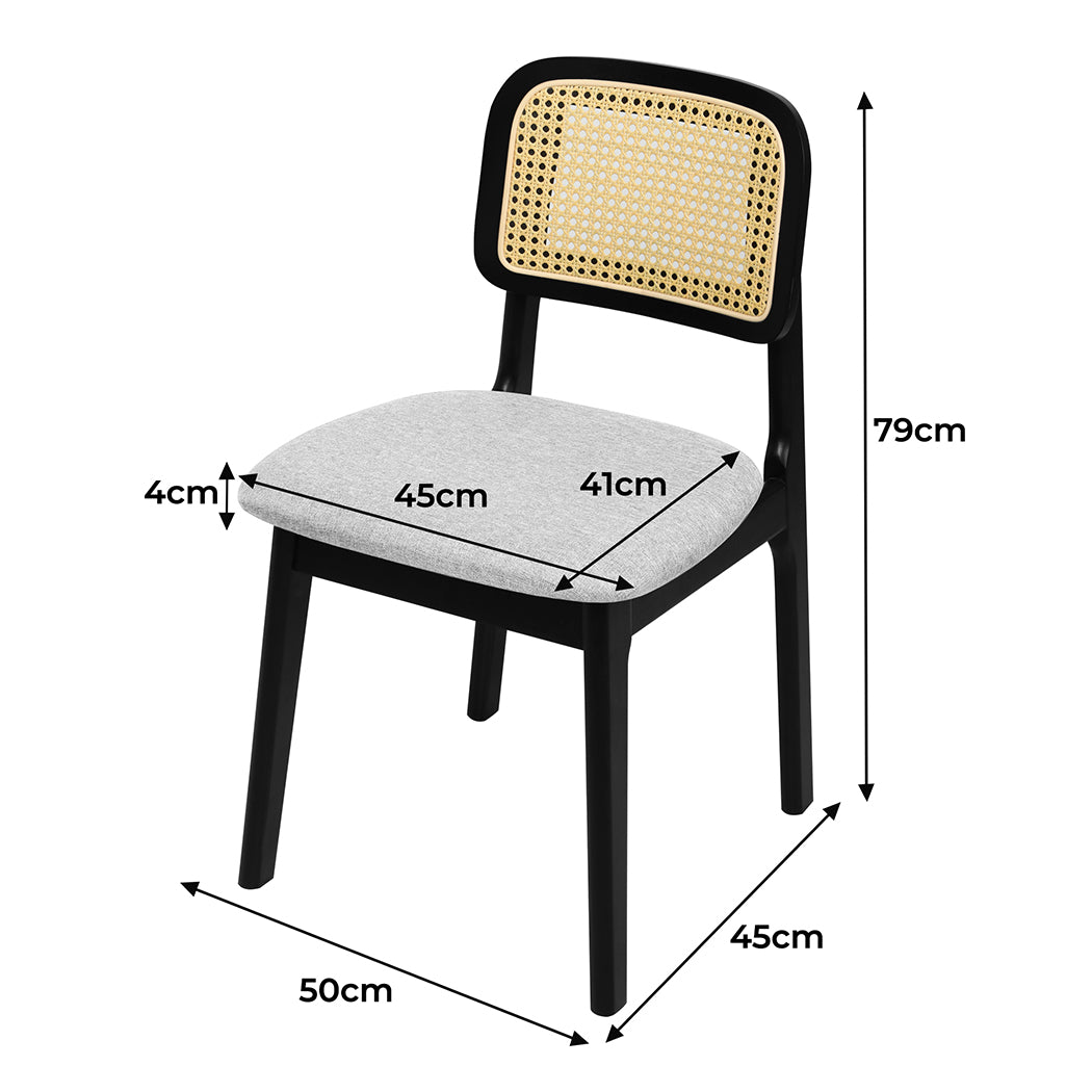 Levede Dining Chair Wood Rattan Armless Black x4