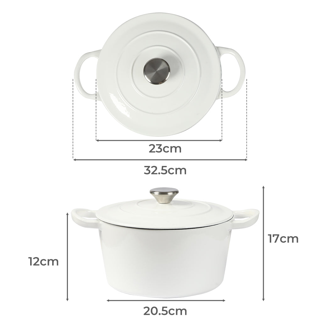 TOQUE 4L Enamel Dutch Oven Pot in White Colour