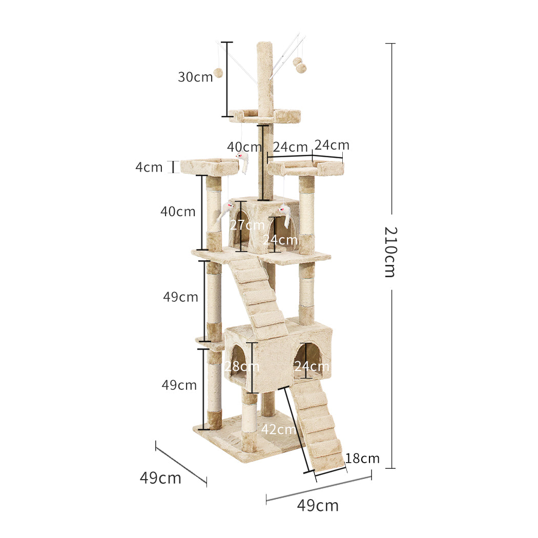 PaWz Cat Tree Scratching Post Scratcher Beige