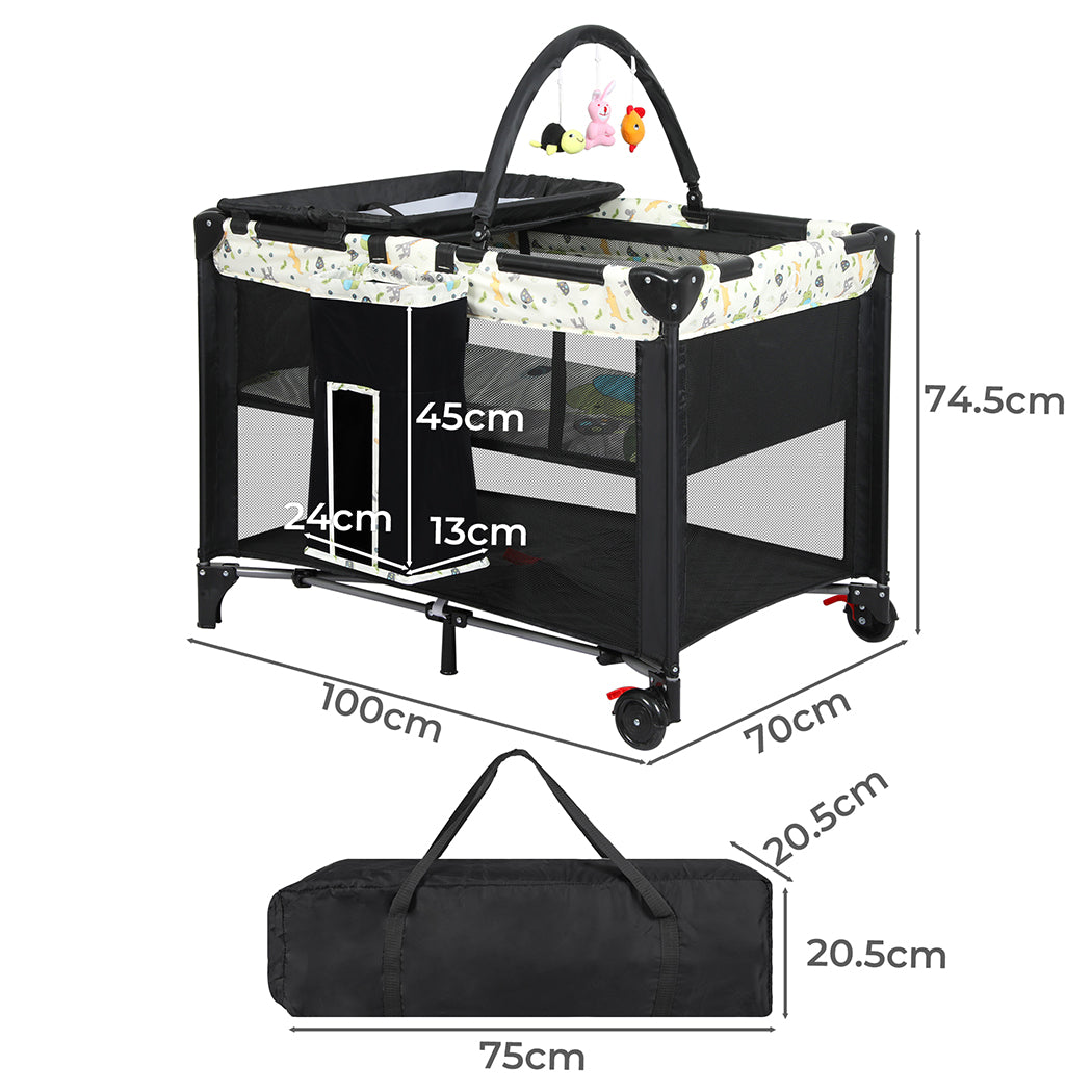 BoPeep Baby Cot Bed Crib Portable Bassinet Black